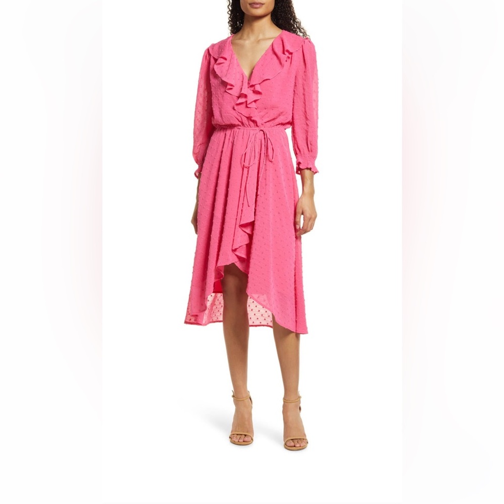 15. Small Woman’s NWT Fraiche pink Swiss Dot ruffle dress